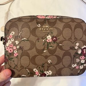 Coach floral brown and pink camera bag